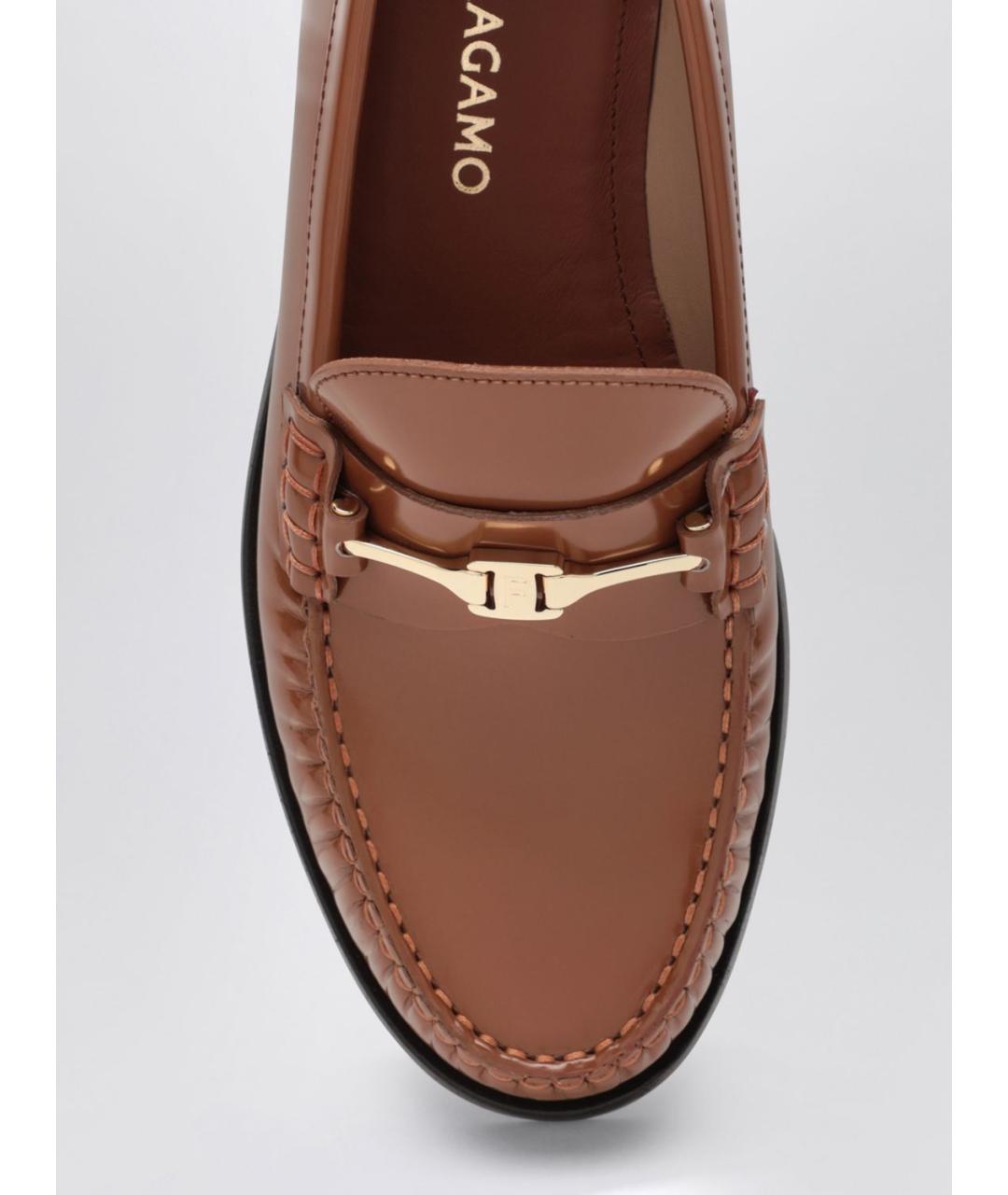 FERRAGAMO Коричневые кожаные лоферы, фото 4