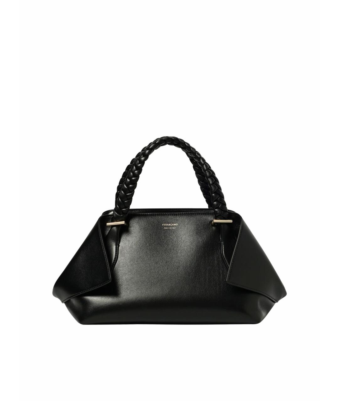 FERRAGAMO Черная кожаная сумка тоут, фото 1