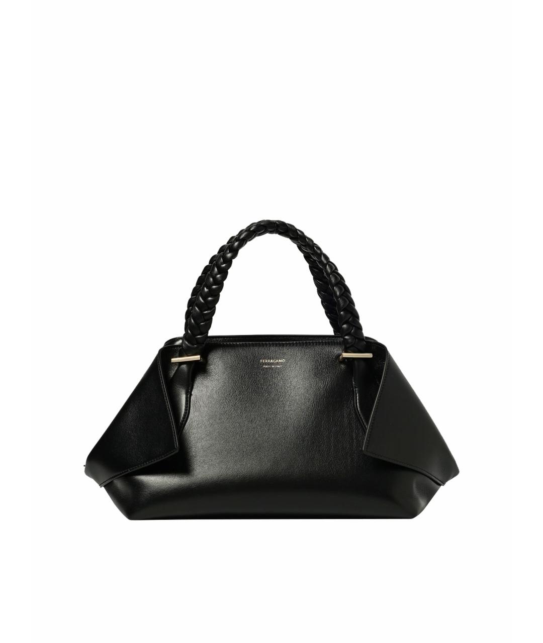 FERRAGAMO Черная кожаная сумка тоут, фото 6