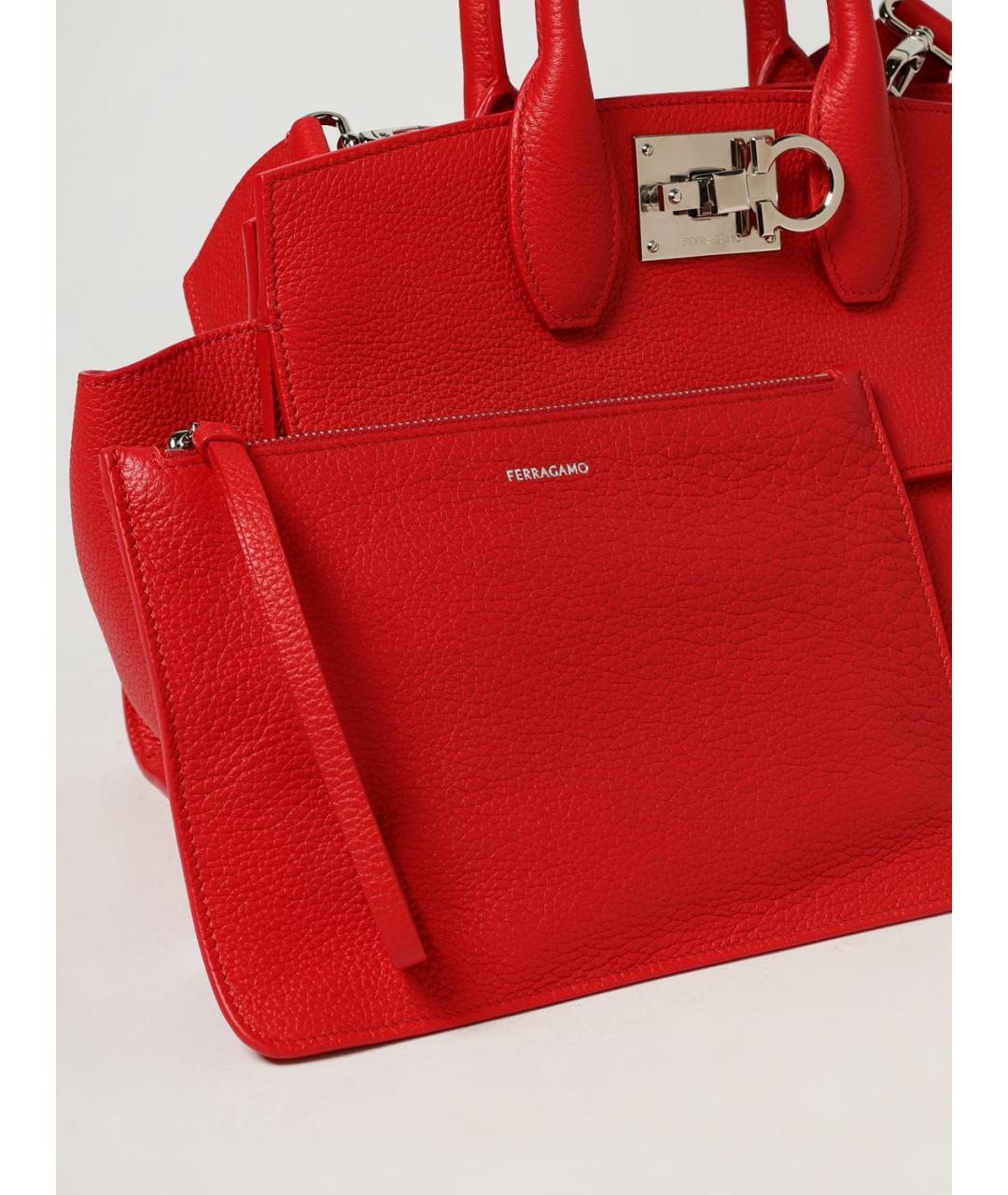 FERRAGAMO Красная кожаная сумка тоут, фото 4