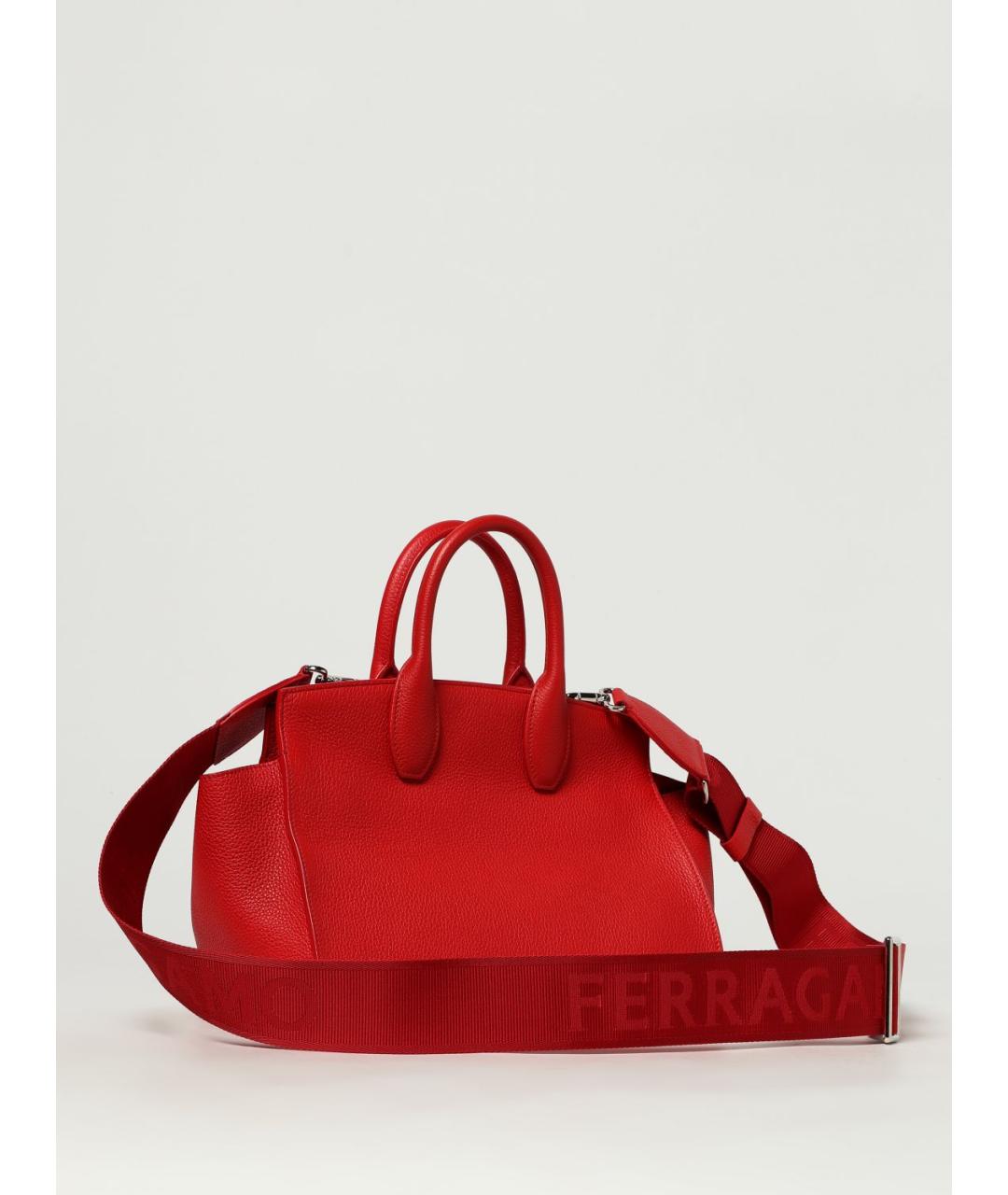 FERRAGAMO Красная кожаная сумка тоут, фото 3