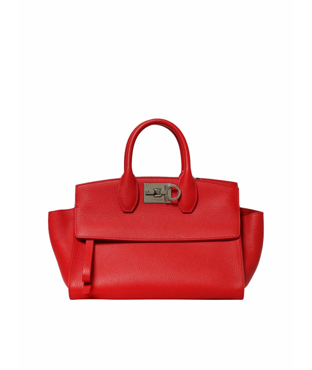 FERRAGAMO Красная кожаная сумка тоут, фото 1
