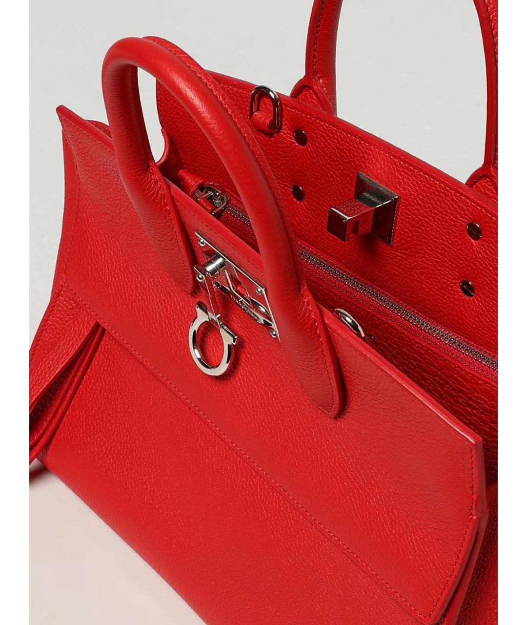 FERRAGAMO Красная кожаная сумка тоут, фото 5