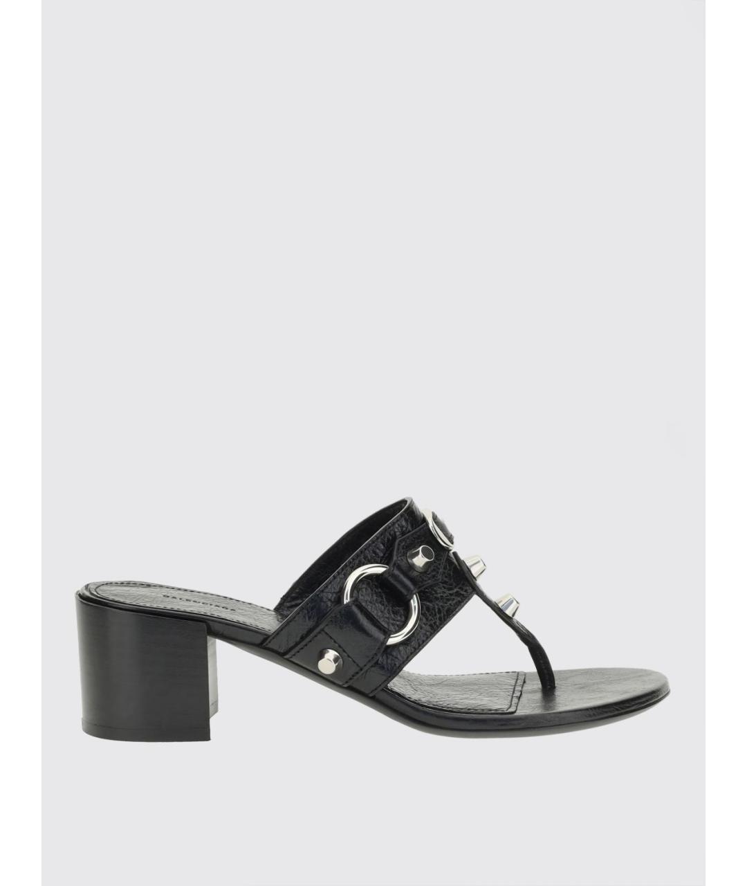BALENCIAGA Черные кожаные мюли, фото 4