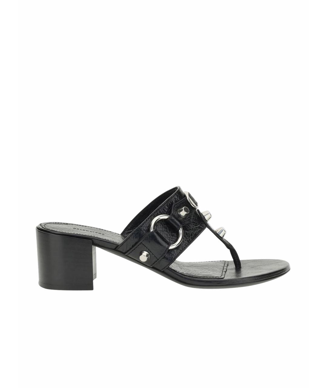 BALENCIAGA Черные кожаные мюли, фото 1
