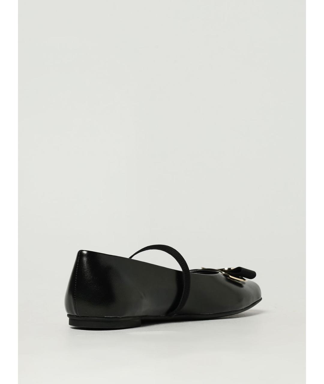 FERRAGAMO Черные кожаные балетки, фото 3