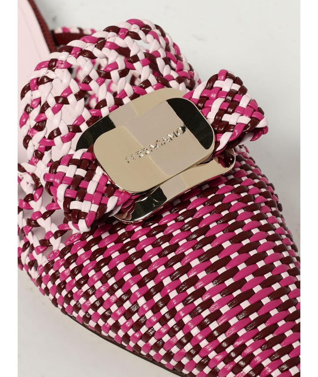 FERRAGAMO Розовые текстильные мюли, фото 4