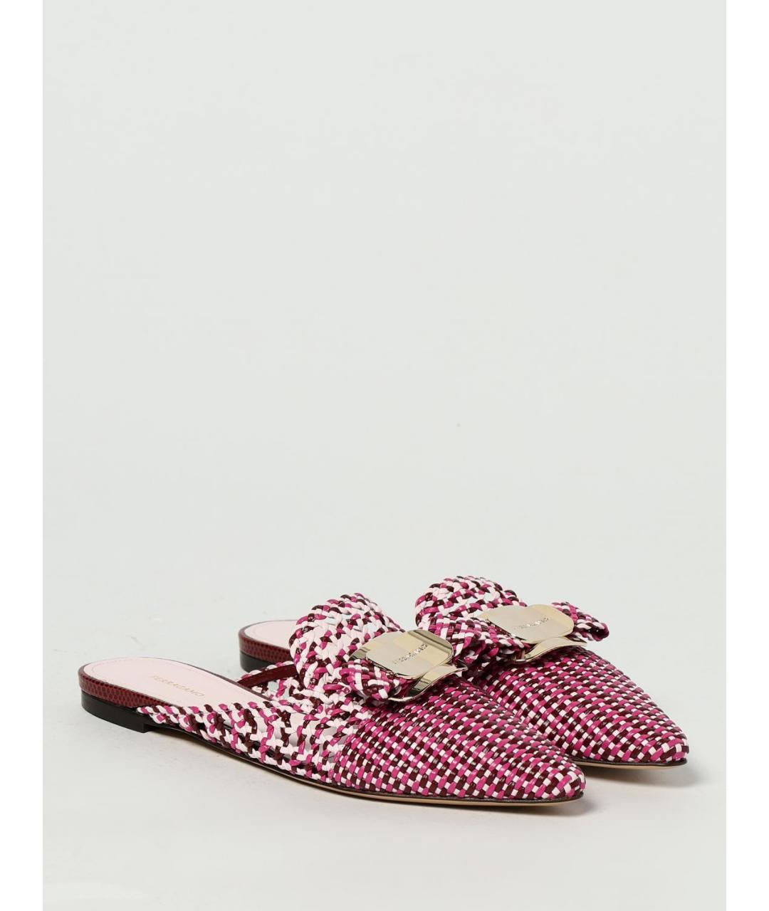 FERRAGAMO Розовые текстильные мюли, фото 2