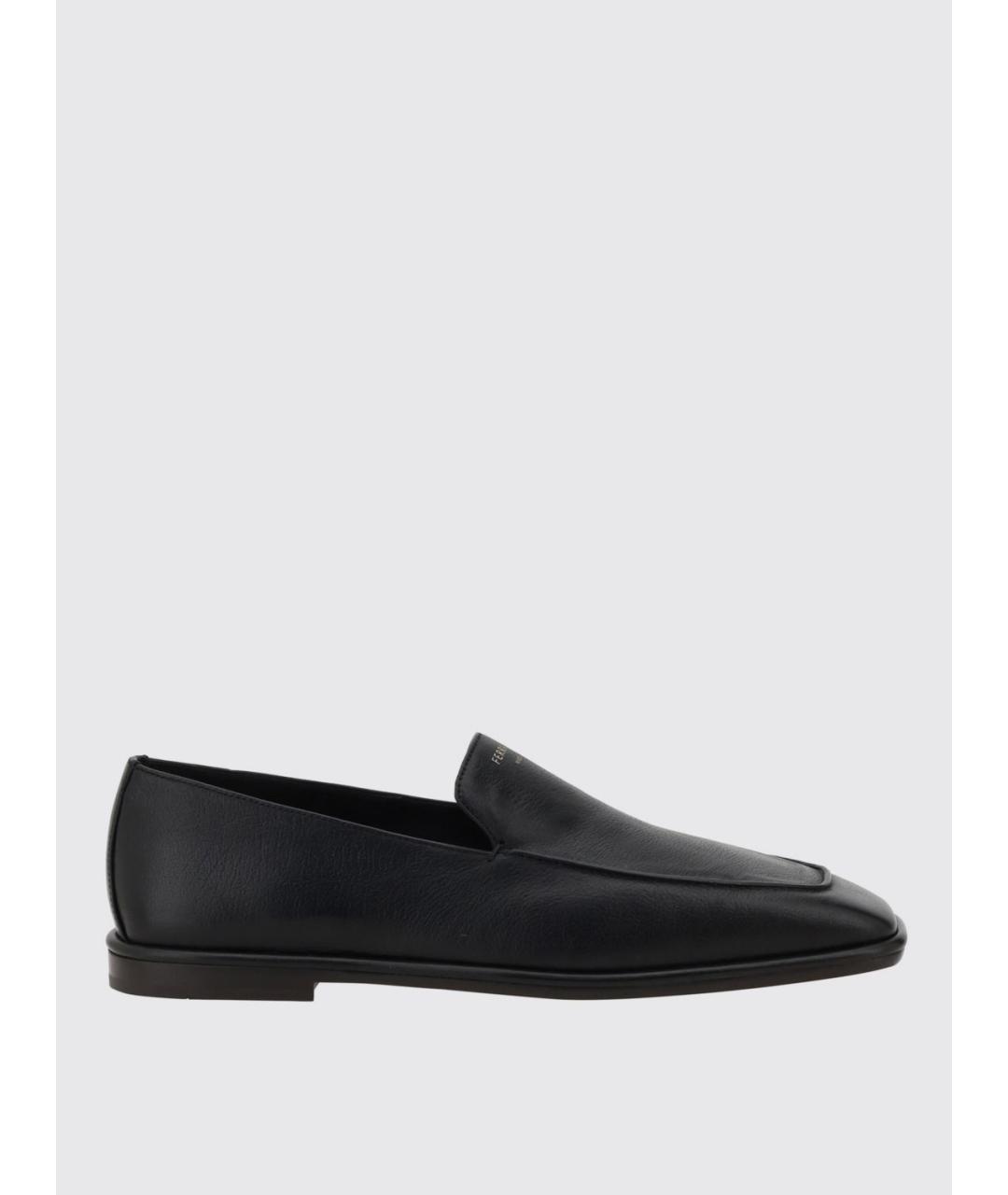 FERRAGAMO Черные кожаные лоферы, фото 4