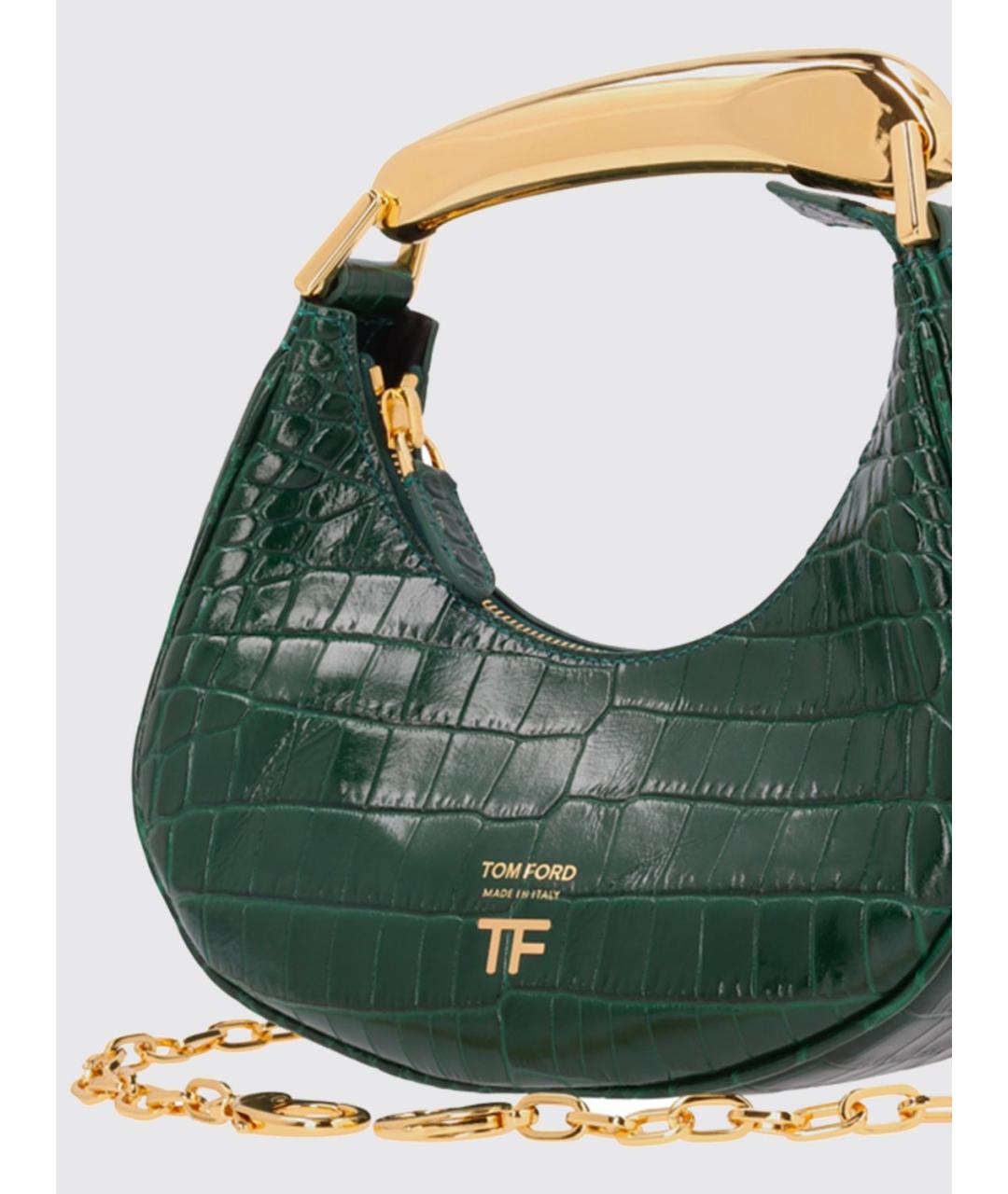 TOM FORD Зеленая кожаная сумка с короткими ручками, фото 3