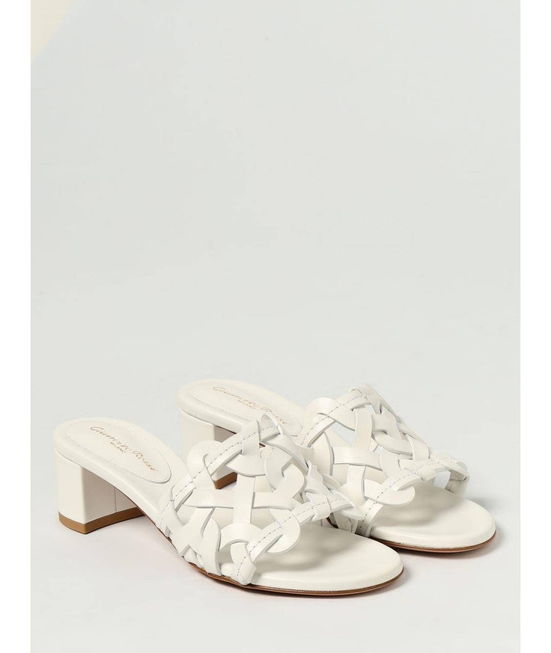 GIANVITO ROSSI Белые кожаные мюли, фото 2