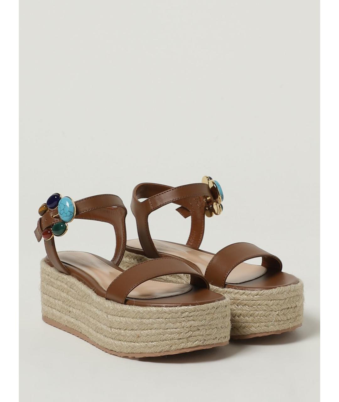 GIANVITO ROSSI Коричневые кожаные босоножки, фото 2