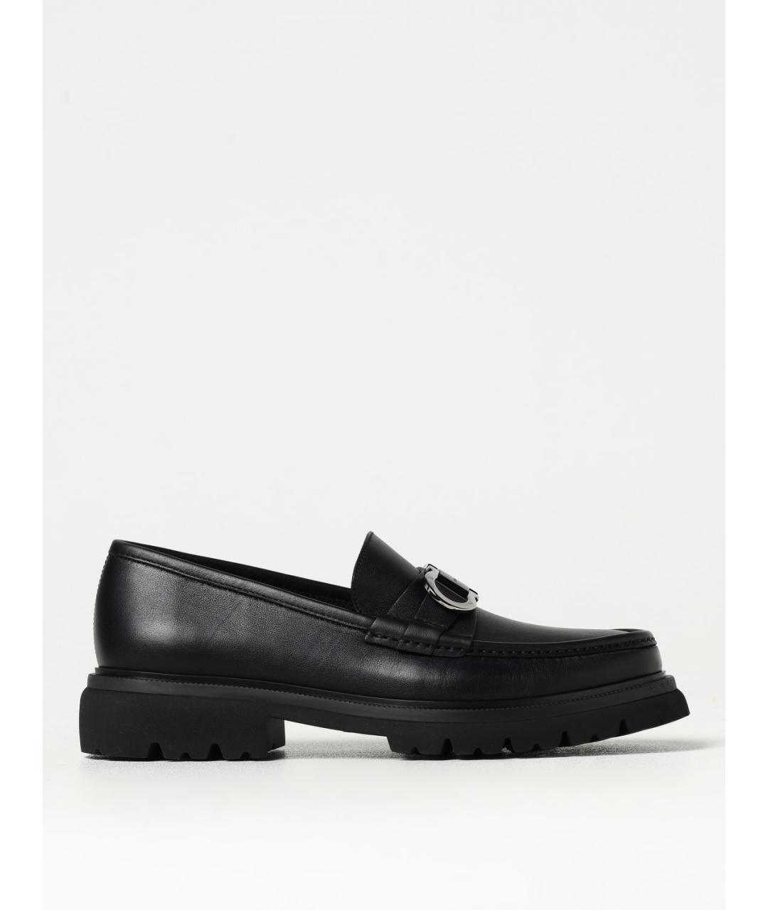 FERRAGAMO Черные кожаные лоферы, фото 5