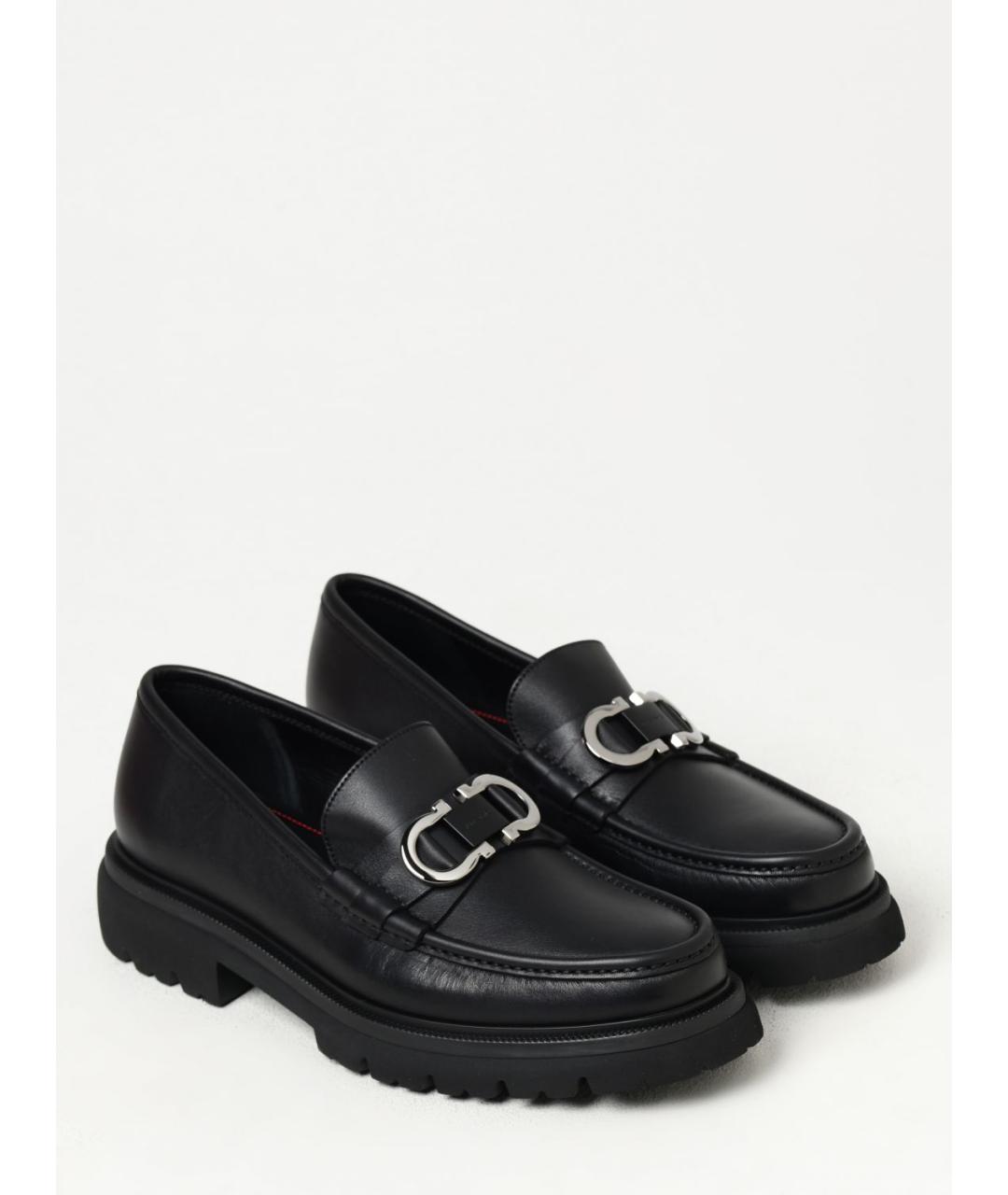 FERRAGAMO Черные кожаные лоферы, фото 2