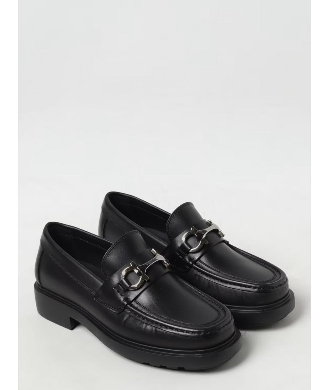 FERRAGAMO Черные кожаные лоферы, фото 2