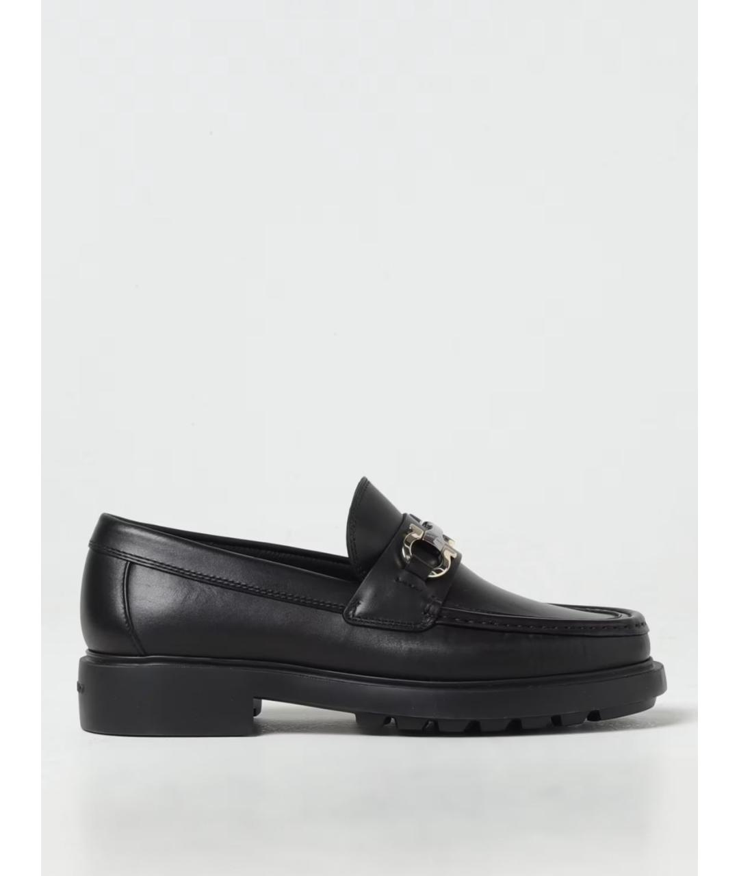 FERRAGAMO Черные кожаные лоферы, фото 5