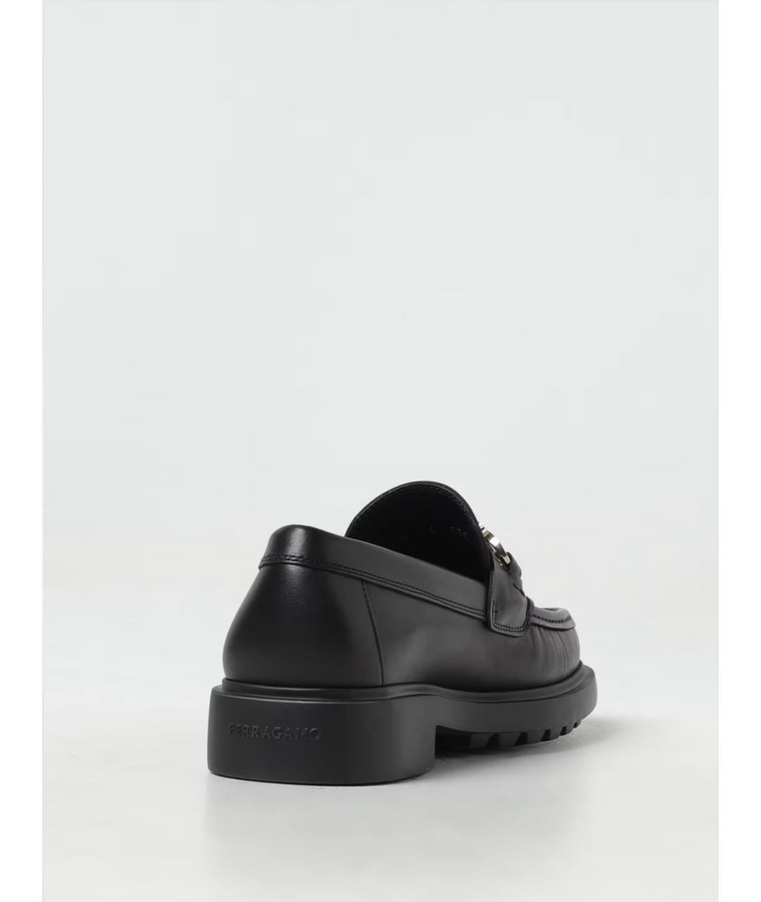 FERRAGAMO Черные кожаные лоферы, фото 3