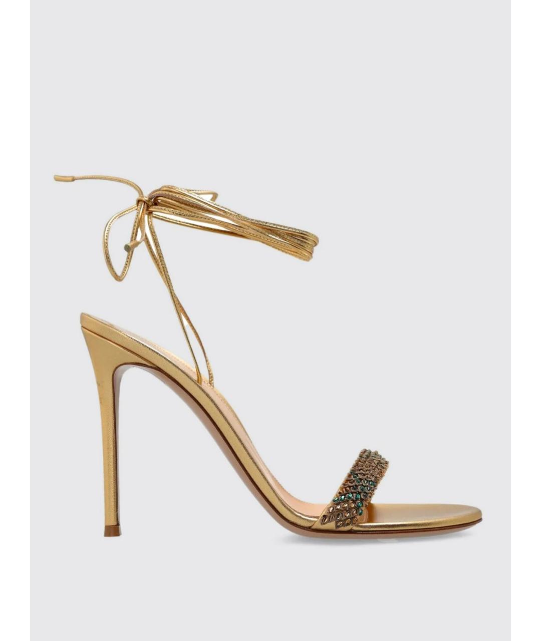 GIANVITO ROSSI Золотые кожаные босоножки, фото 5