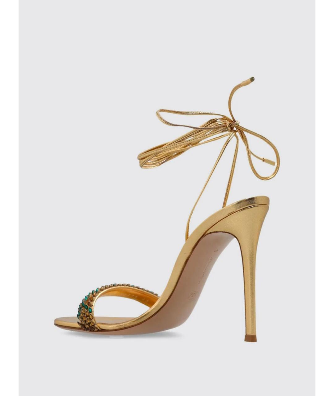 GIANVITO ROSSI Золотые кожаные босоножки, фото 3