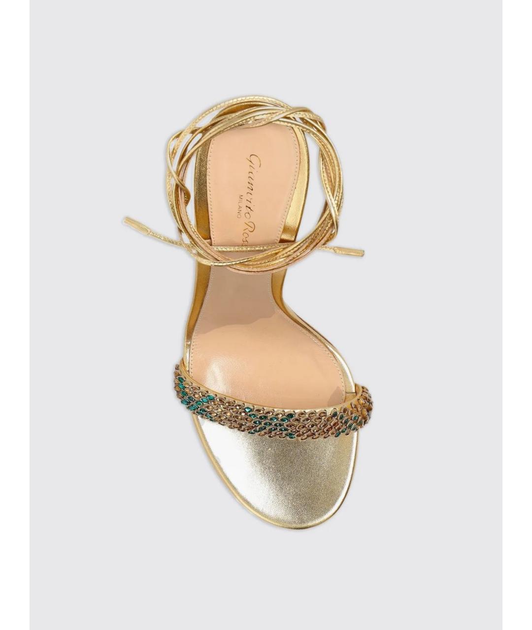 GIANVITO ROSSI Золотые кожаные босоножки, фото 4