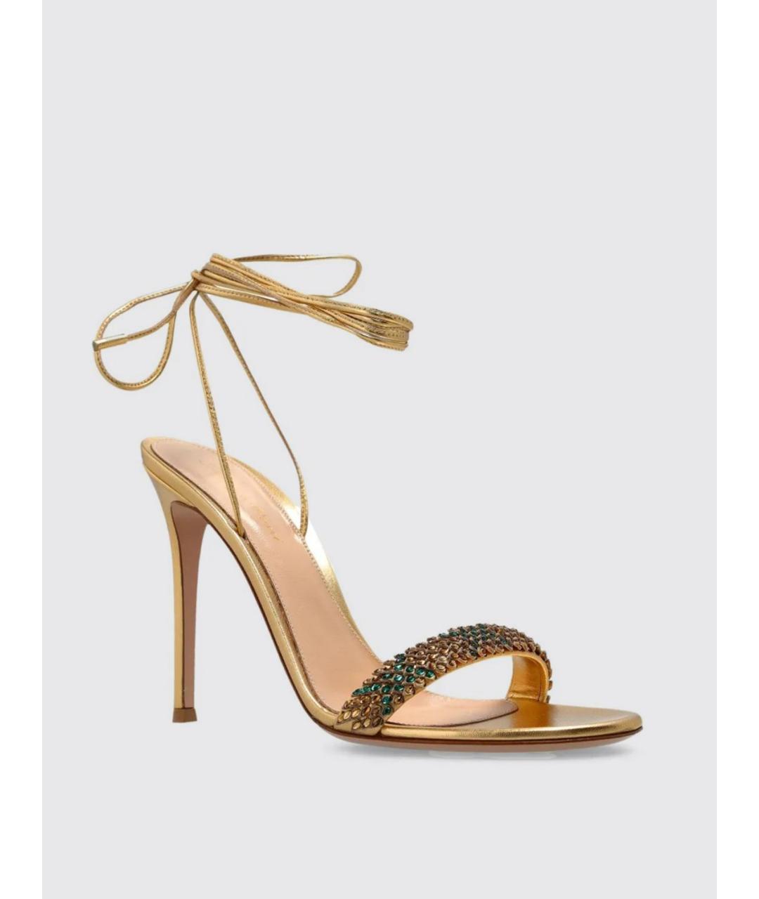 GIANVITO ROSSI Золотые кожаные босоножки, фото 2