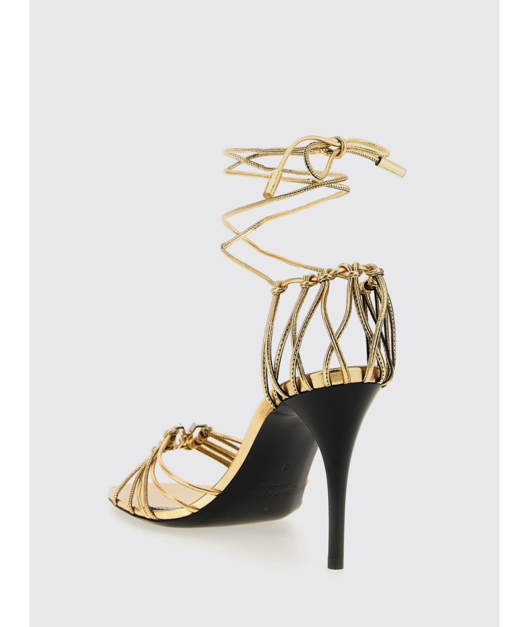 SAINT LAURENT Золотые кожаные туфли, фото 3