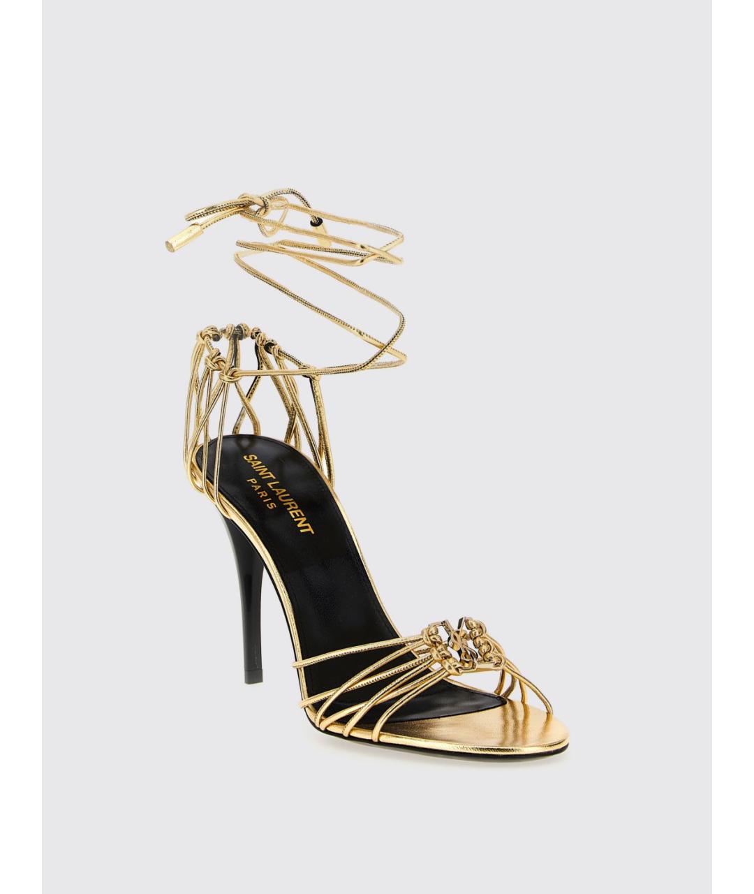 SAINT LAURENT Золотые кожаные туфли, фото 2