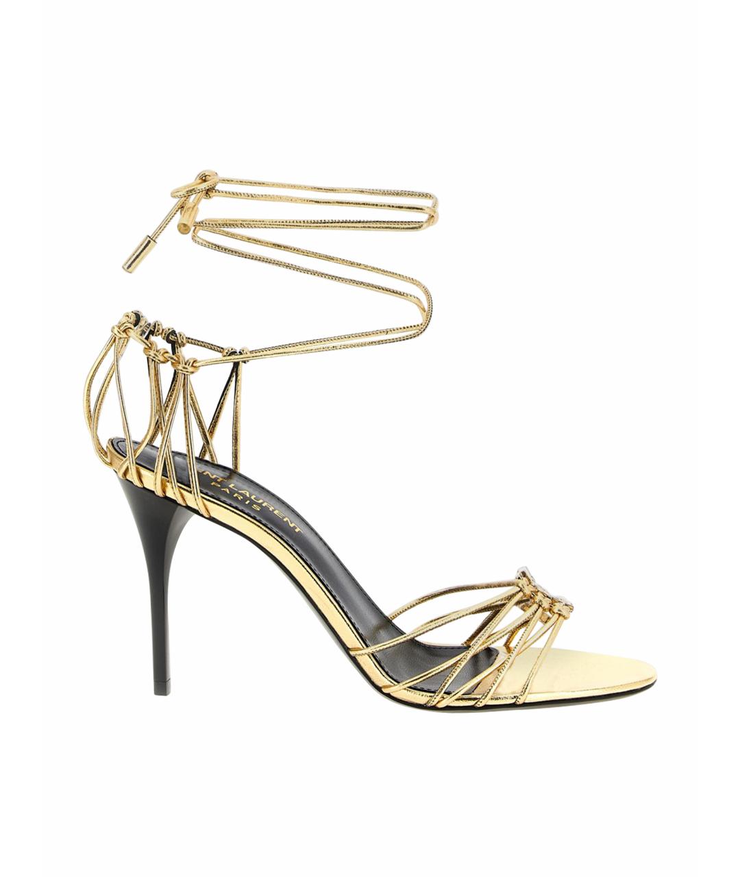 SAINT LAURENT Золотые кожаные туфли, фото 1