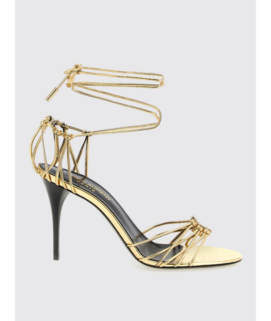SAINT LAURENT Золотые кожаные туфли, фото 5
