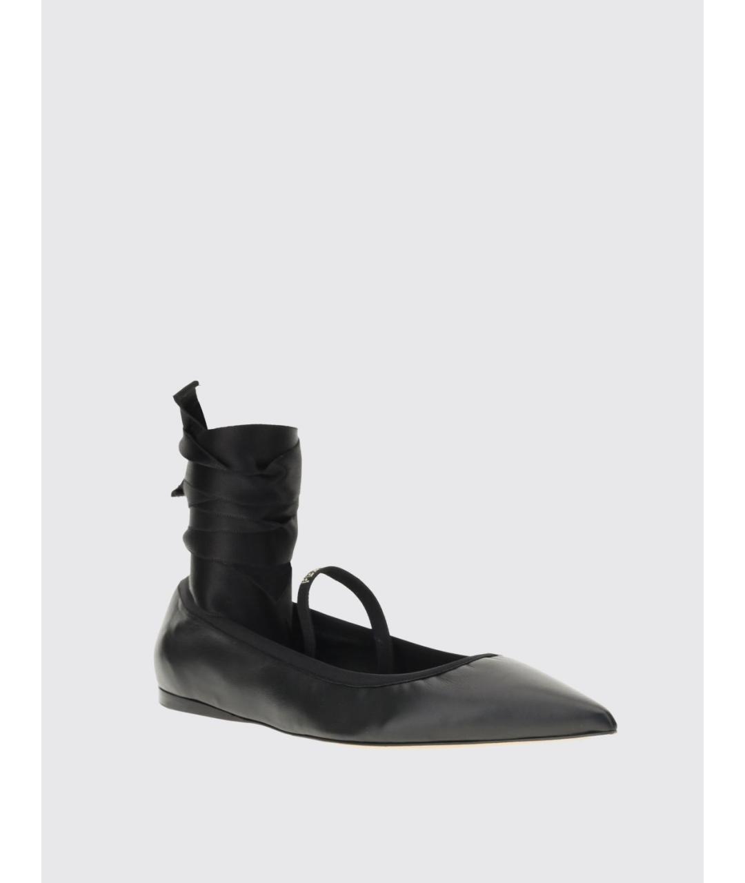 FERRAGAMO Черные кожаные балетки, фото 2
