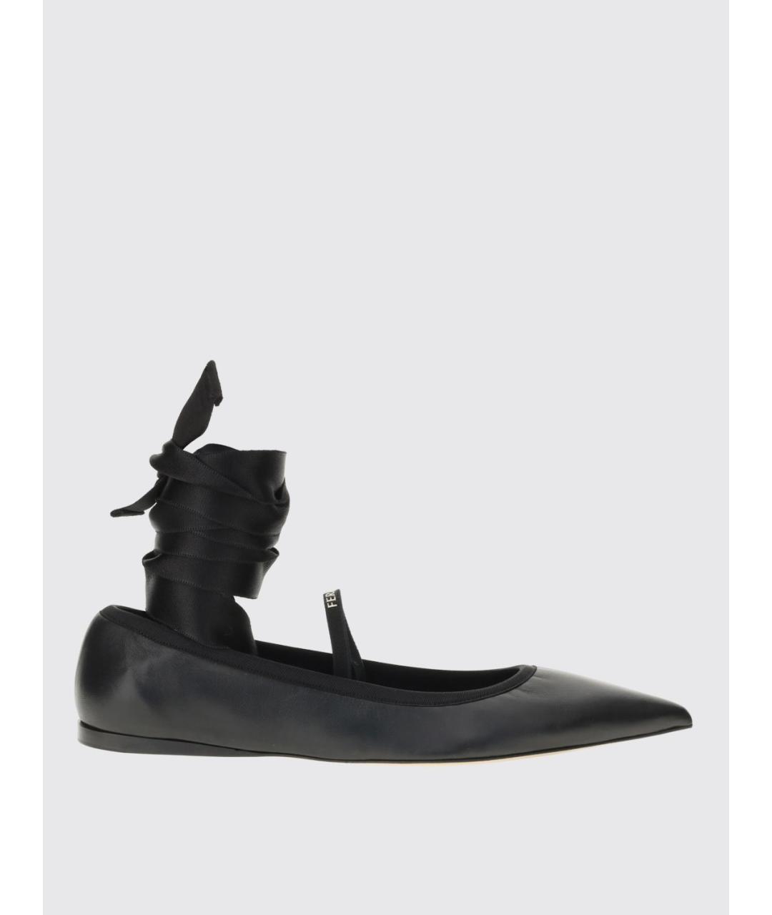 FERRAGAMO Черные кожаные балетки, фото 4