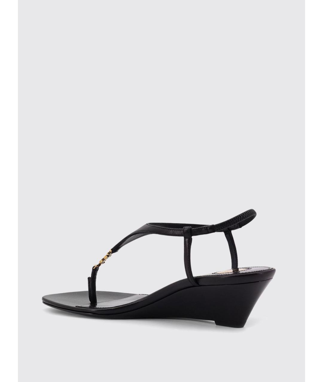 SAINT LAURENT Черные кожаные босоножки, фото 3