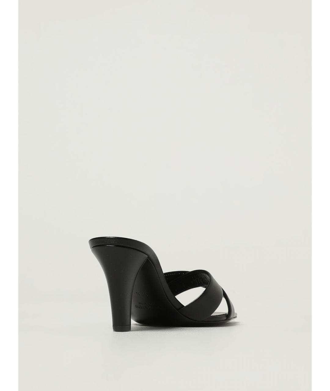 SAINT LAURENT Черные кожаные мюли, фото 3