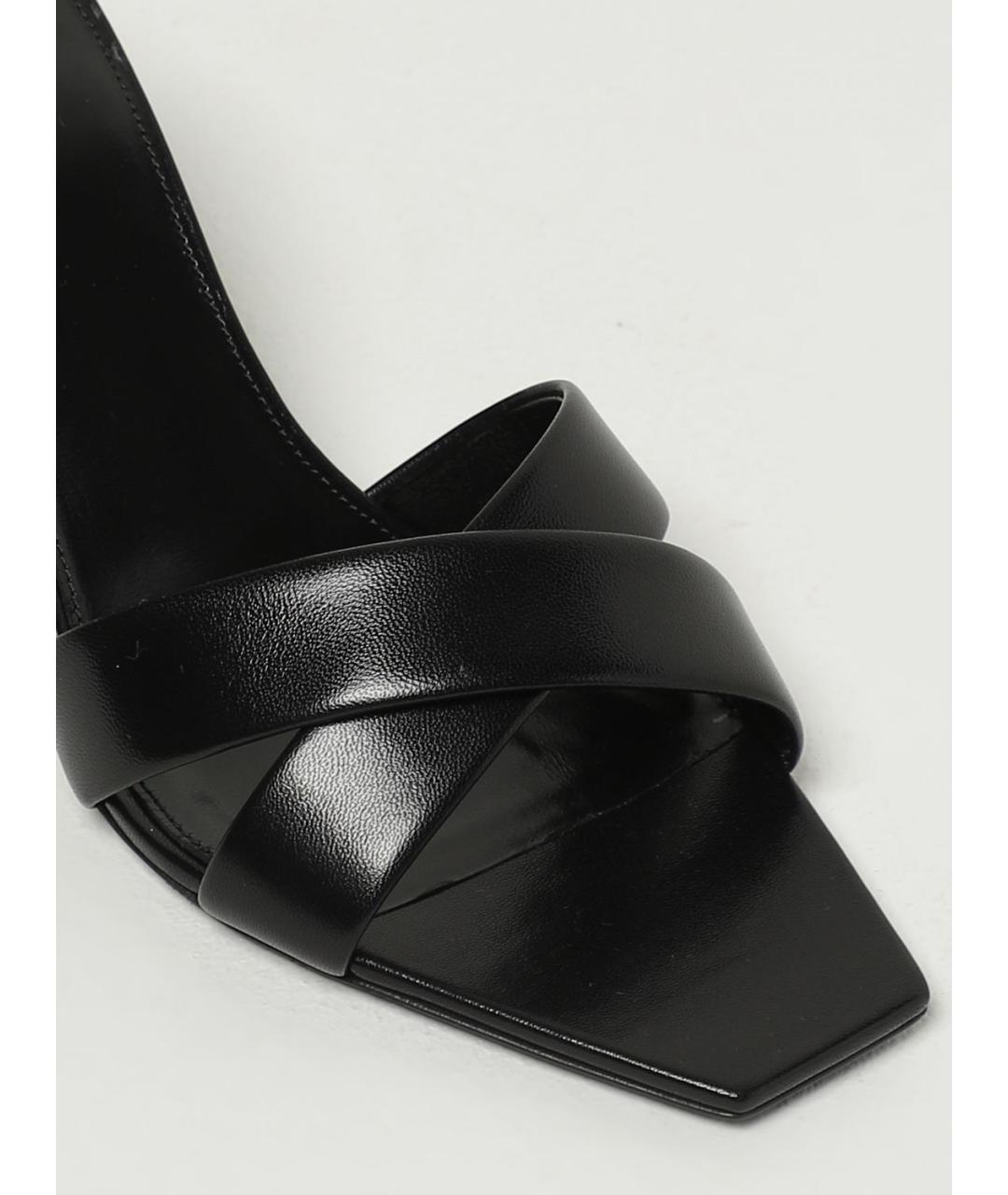 SAINT LAURENT Черные кожаные мюли, фото 4