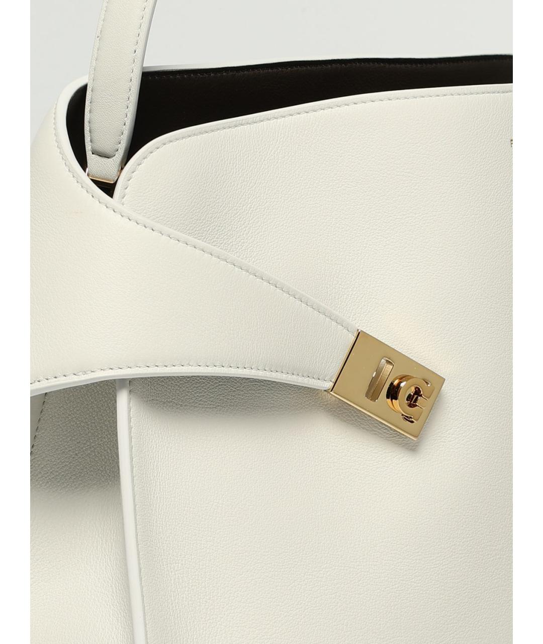 FERRAGAMO Белая кожаная сумка тоут, фото 4