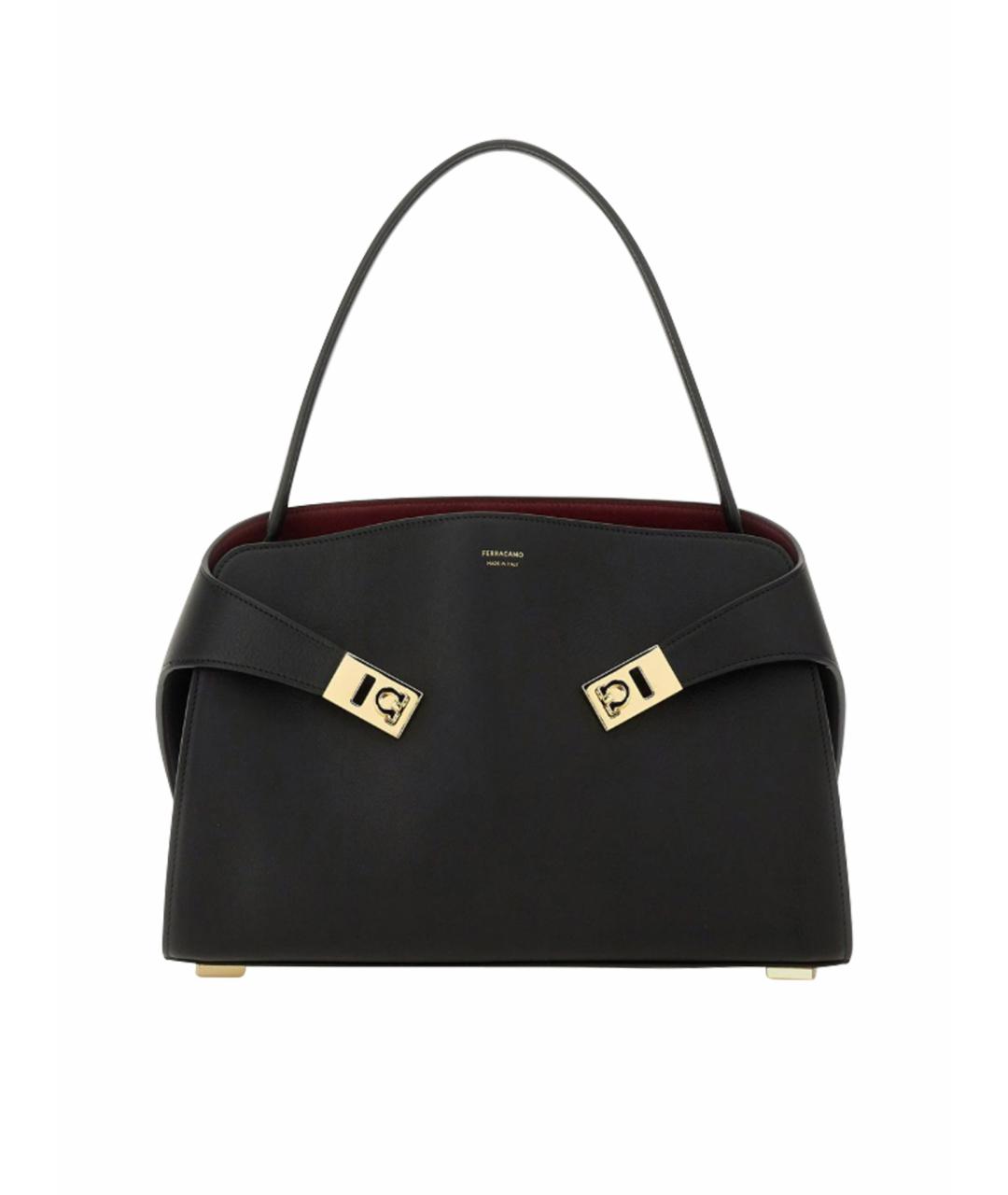 FERRAGAMO Черная кожаная сумка тоут, фото 1
