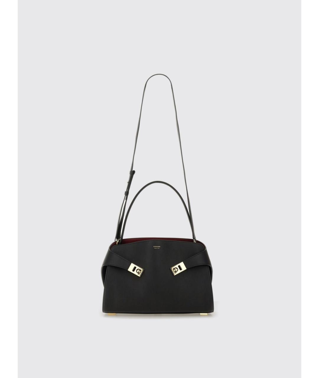 FERRAGAMO Черная кожаная сумка тоут, фото 5