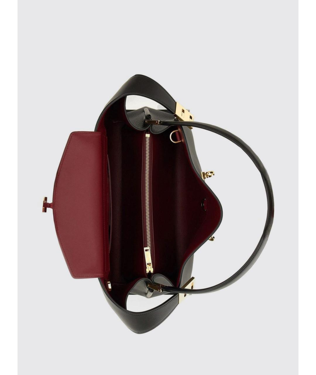 FERRAGAMO Черная кожаная сумка тоут, фото 4