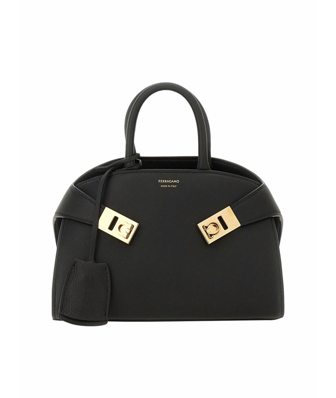 FERRAGAMO Черная кожаная сумка тоут, фото 1