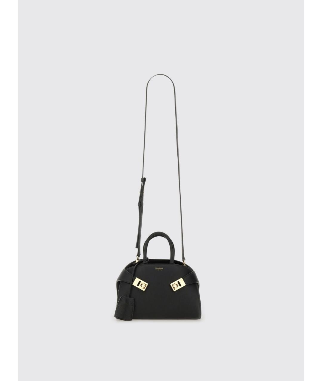 FERRAGAMO Черная кожаная сумка тоут, фото 4