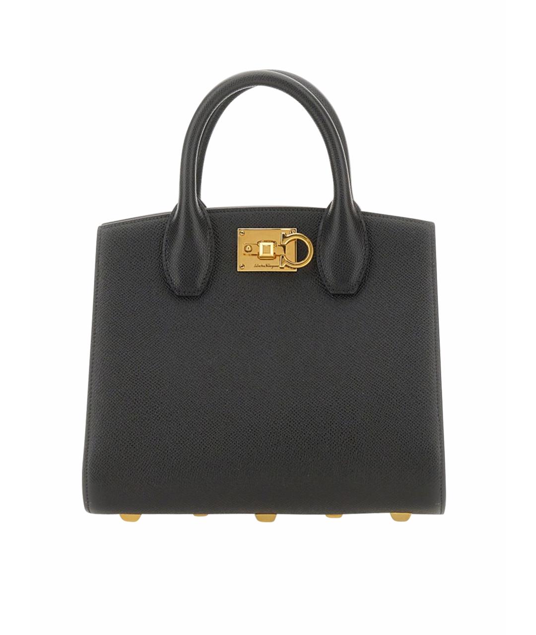 FERRAGAMO Черная кожаная сумка тоут, фото 1