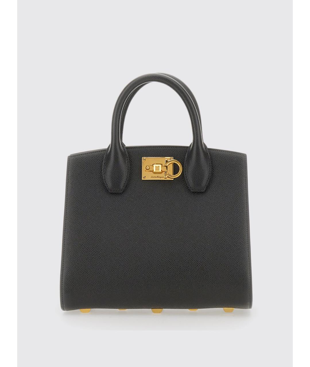 FERRAGAMO Черная кожаная сумка тоут, фото 5