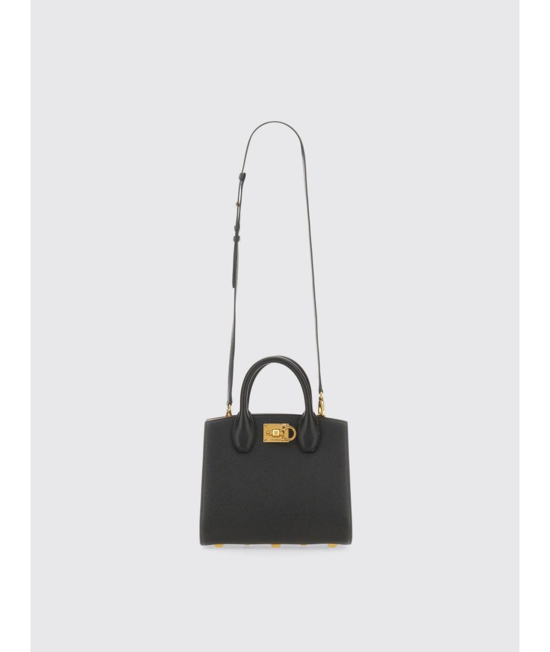 FERRAGAMO Черная кожаная сумка тоут, фото 4