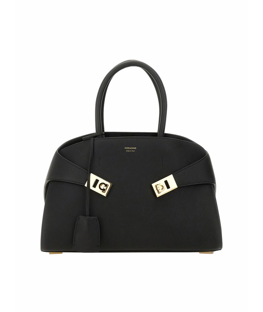 FERRAGAMO Черная кожаная сумка тоут, фото 5