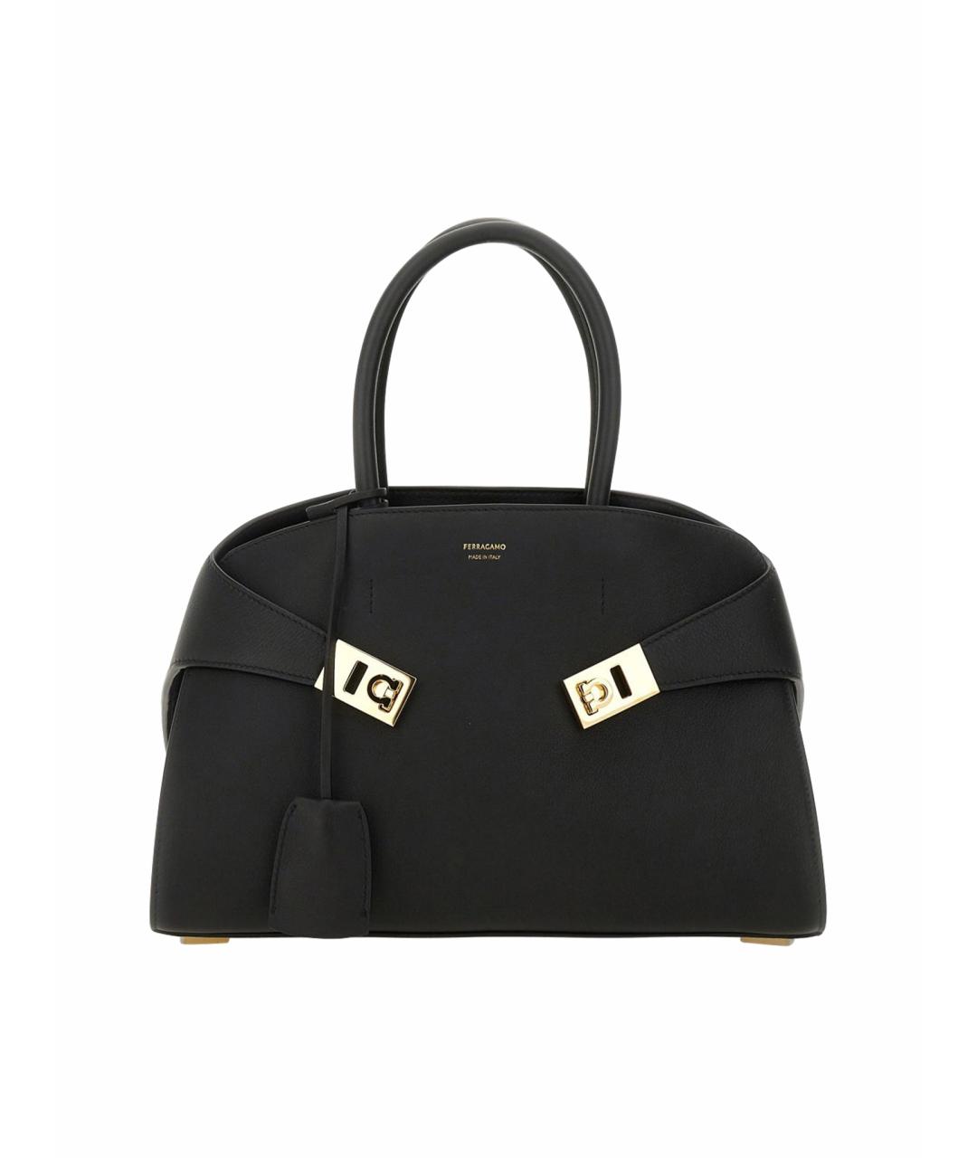 FERRAGAMO Черная кожаная сумка тоут, фото 1