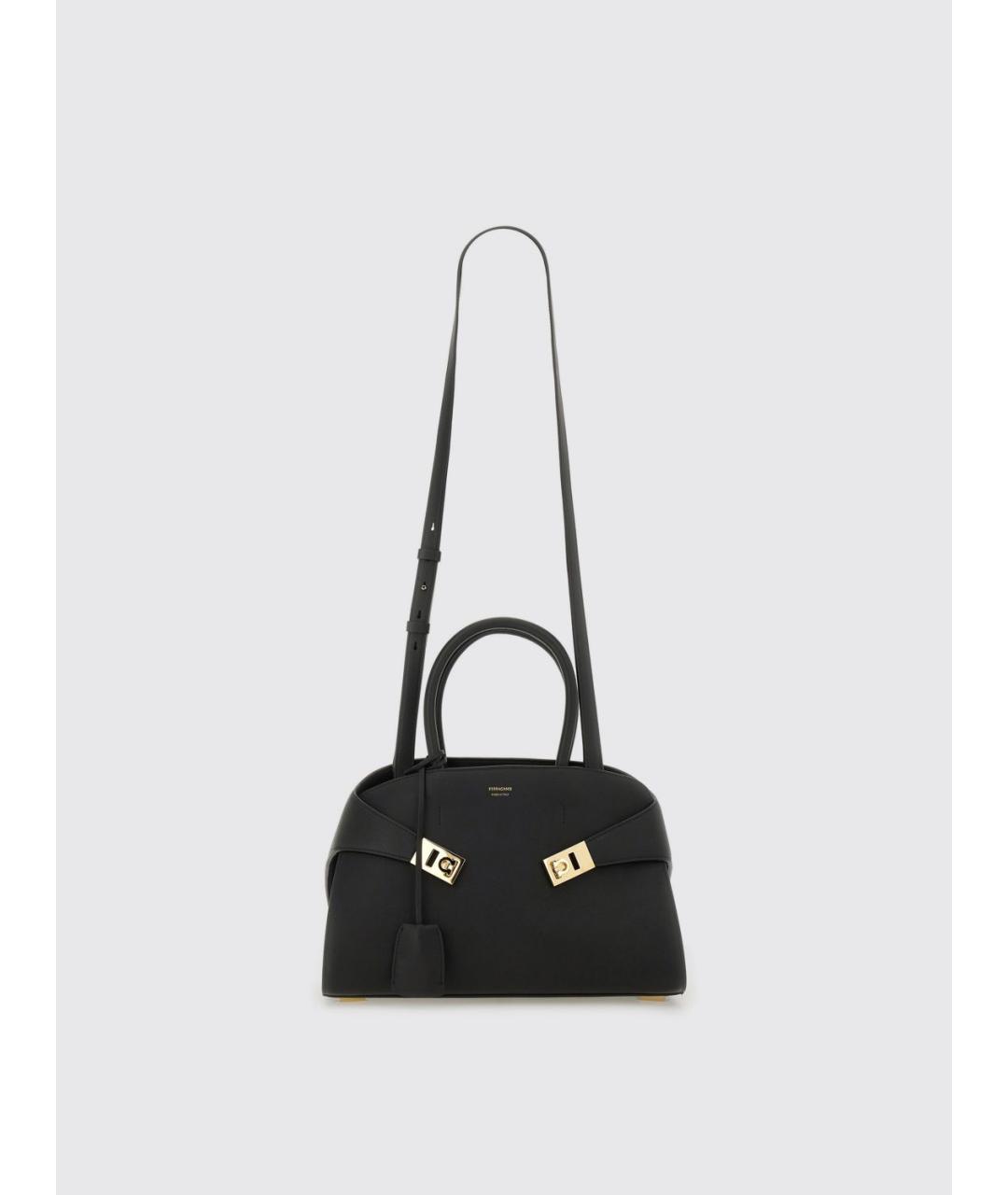 FERRAGAMO Черная кожаная сумка тоут, фото 4