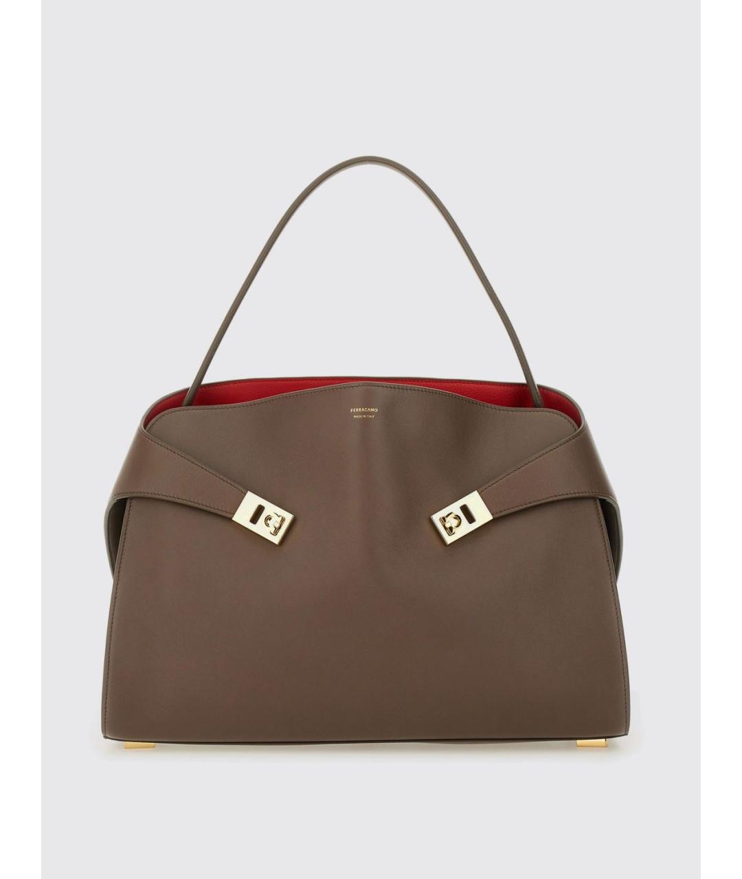 FERRAGAMO Коричневая кожаная сумка через плечо, фото 4