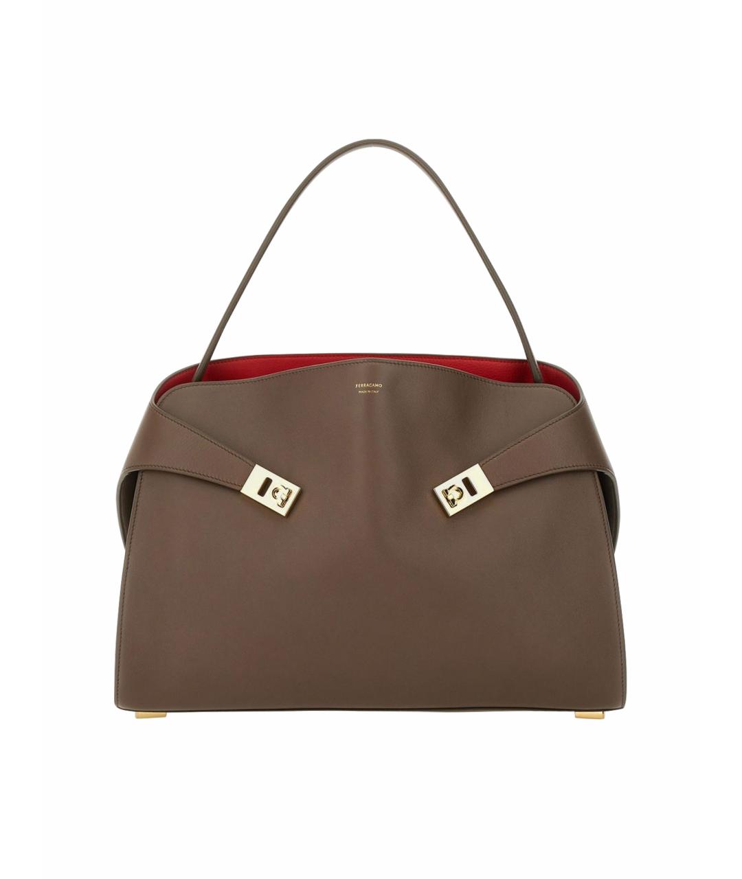 FERRAGAMO Коричневая кожаная сумка через плечо, фото 1