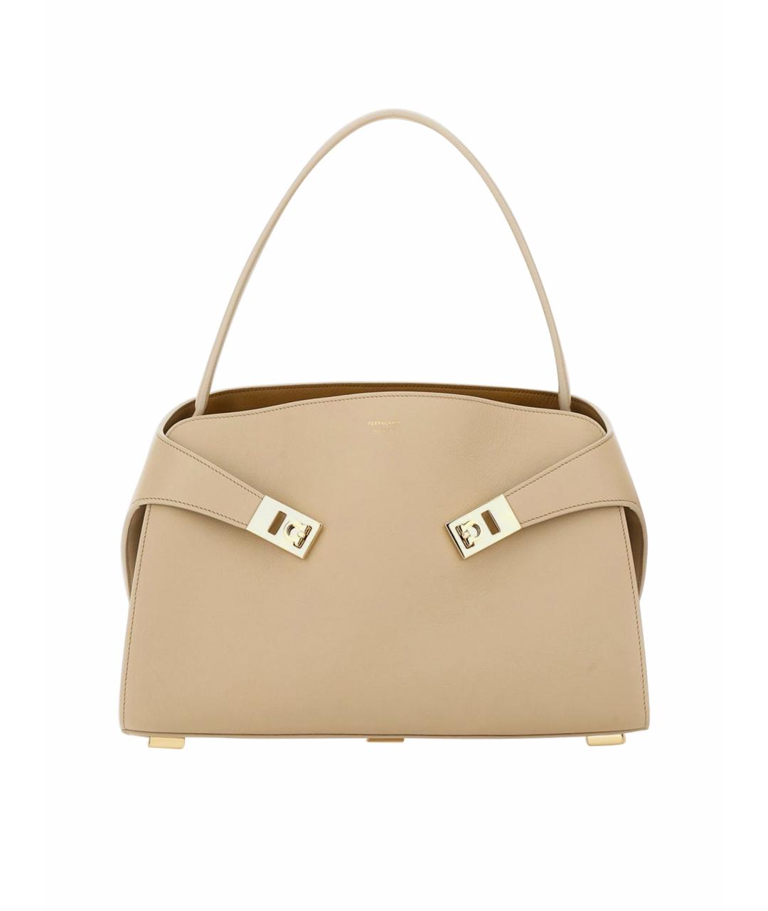 FERRAGAMO Бежевая кожаная сумка через плечо, фото 1