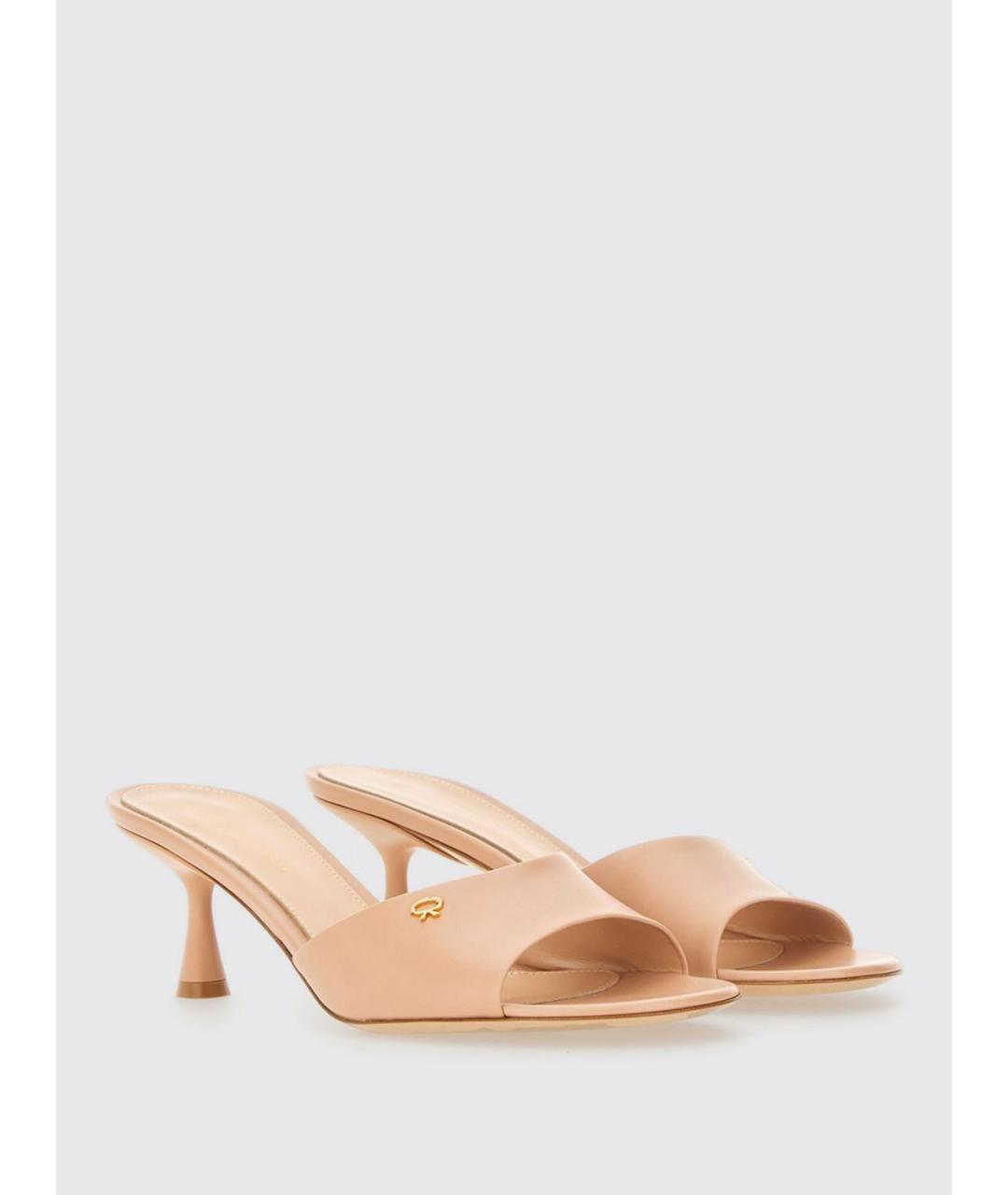 GIANVITO ROSSI Бежевые кожаные мюли, фото 2